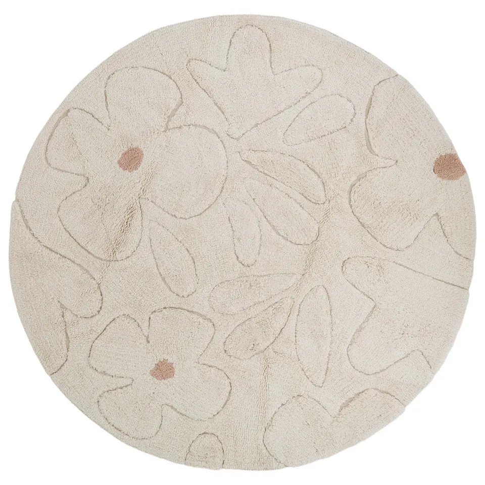 nattiot-gentle-flora-rond-tapis-chambre-enfant-coton-lavable-motif-fleurs image 1