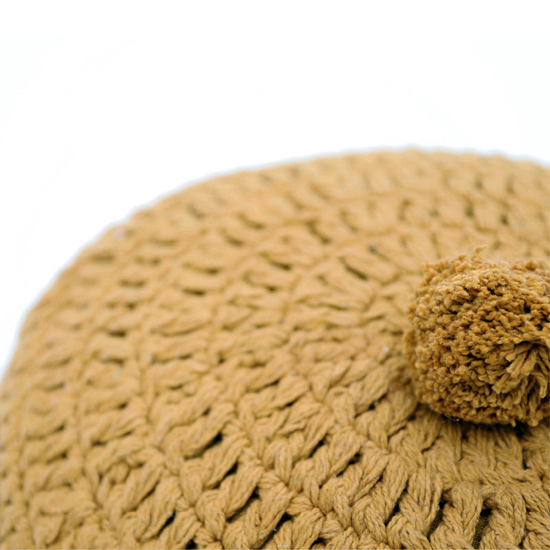 nattiot-lenka-moutarde-coussin-coton-rond-crochet-pompon image 4