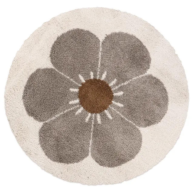 nattiot-bohemian-daisy-taupe-tapis-chambre-enfant-rond-velours image 1
