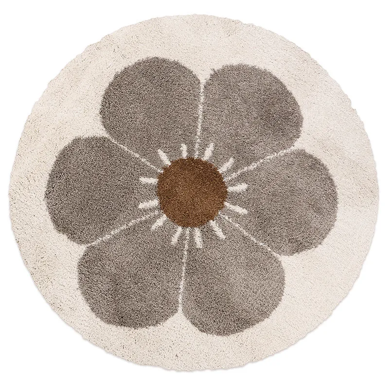 nattiot-bohemian-daisy-taupe-tapis-chambre-enfant-rond-velours image 1