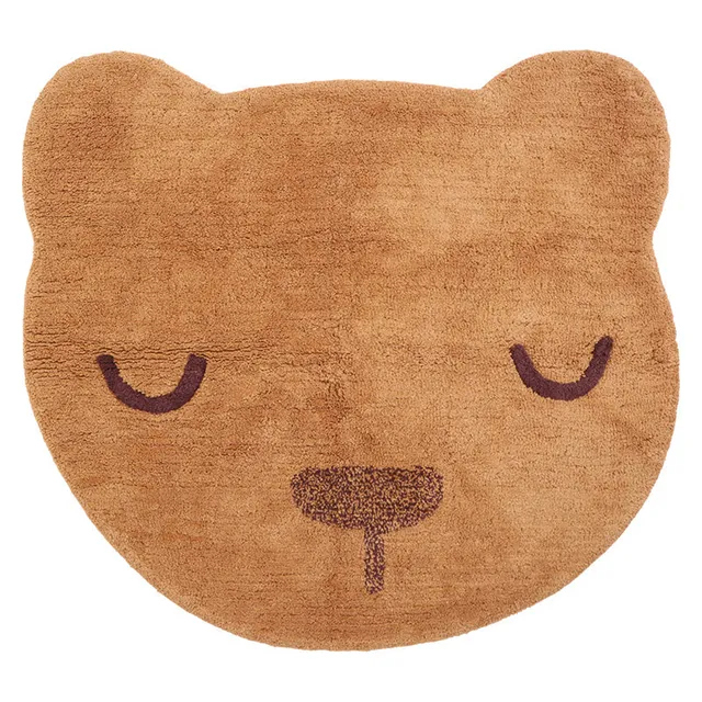 nattiot-sandel-ourson-tapis-chambre-b-b-coton-lavable-caramel image 1
