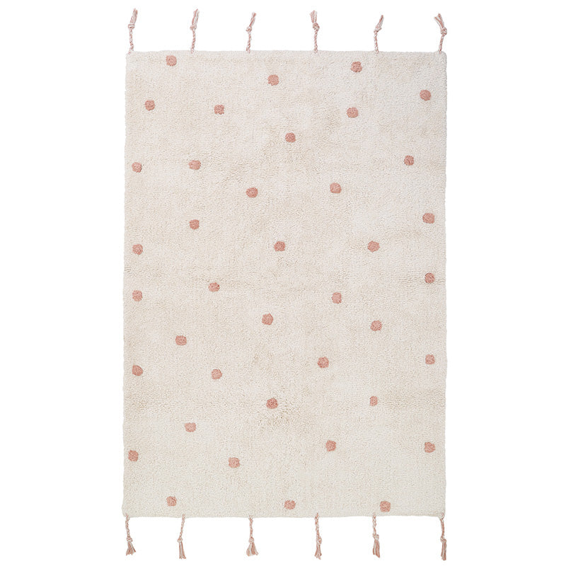 nattiot-n-mi-rose-nude-tapis-chambre-enfant-coton-lavable-pois image 1