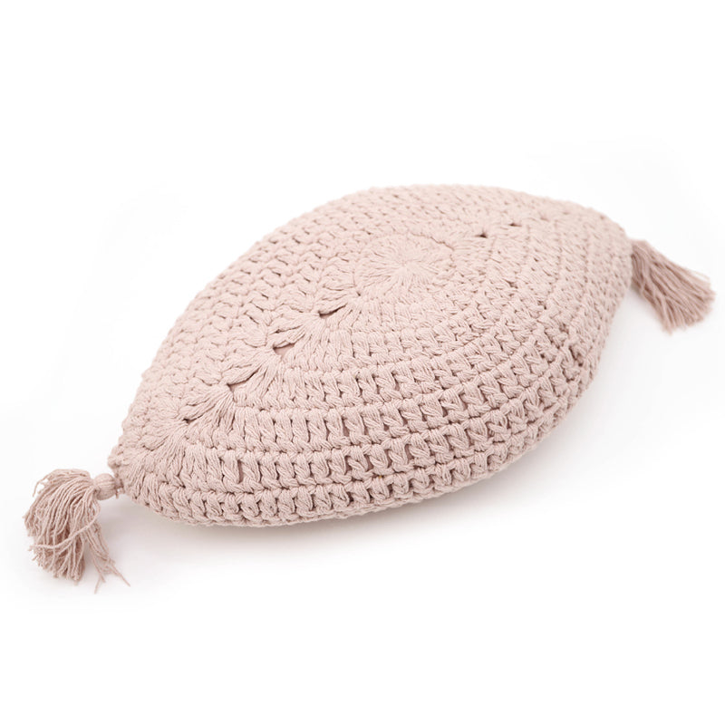 nattiot-plume-rose-nude-coussin-boh-me-coton-crochet-pompons image 1