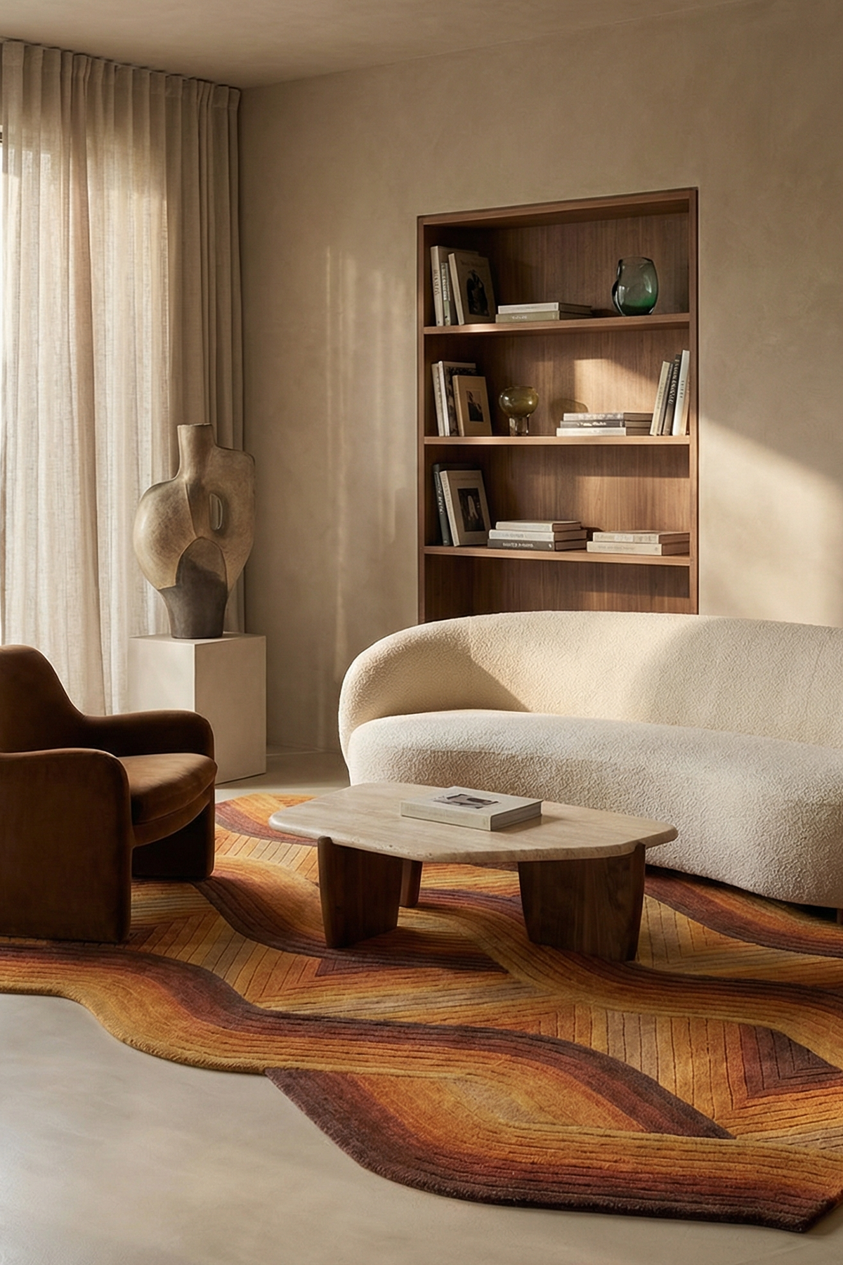 toulemonde-bochart-flow-ocre-tapis-laine-tuft-main-samuel-acoceberry image 2