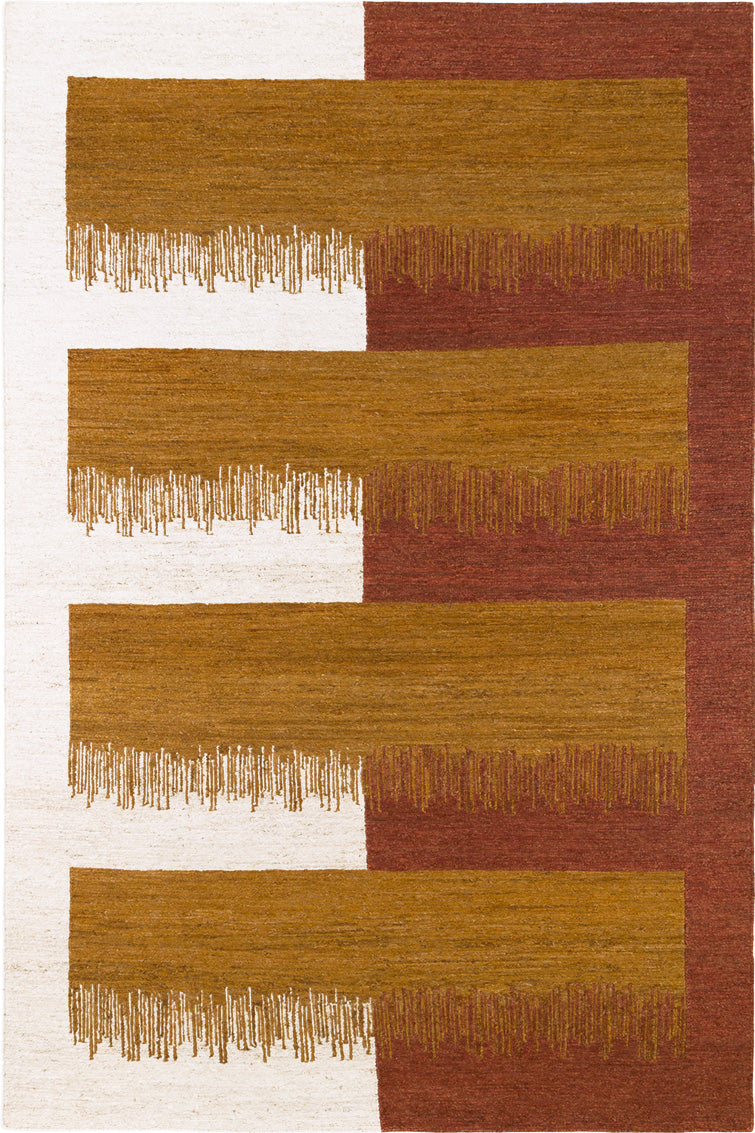 toulemonde-bochart-cala-tapis-ocre-en-jute-nou-main-soumak image 1