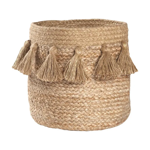 nattiot-idris-panier-de-rangement-jute-avec-pompons image 1