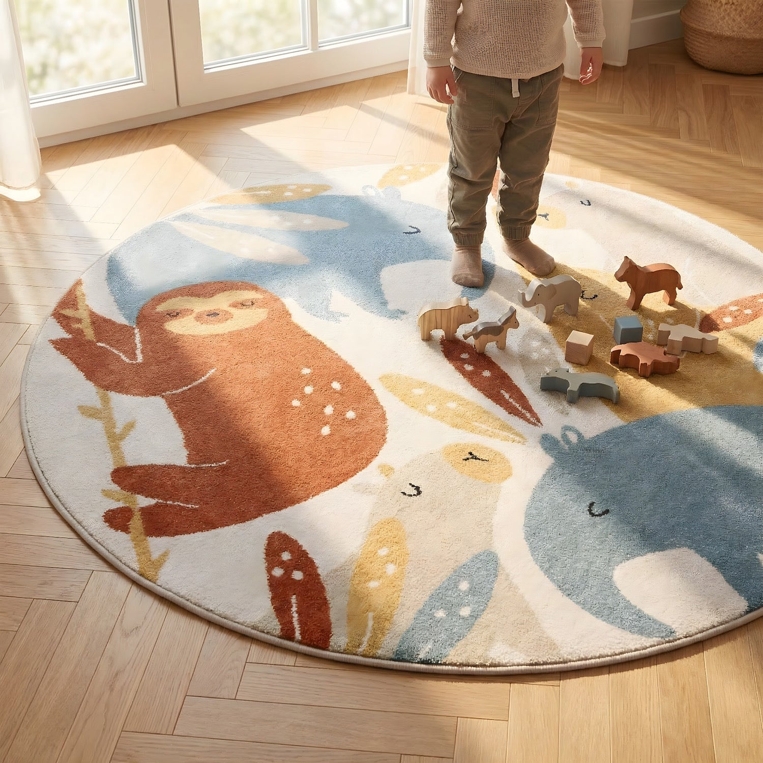 nattiot-jungle-sunrise-rond-tapis-enfant-jungle-160-cm image 2