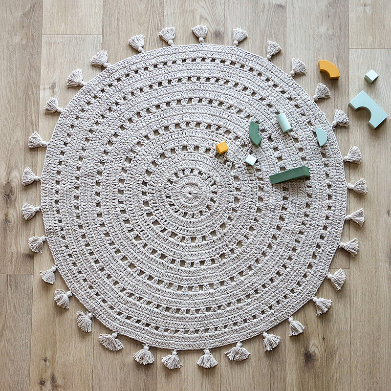 nattiot-nila-gris-perle-tapis-chambre-enfant-coton-crochet-rond image 2