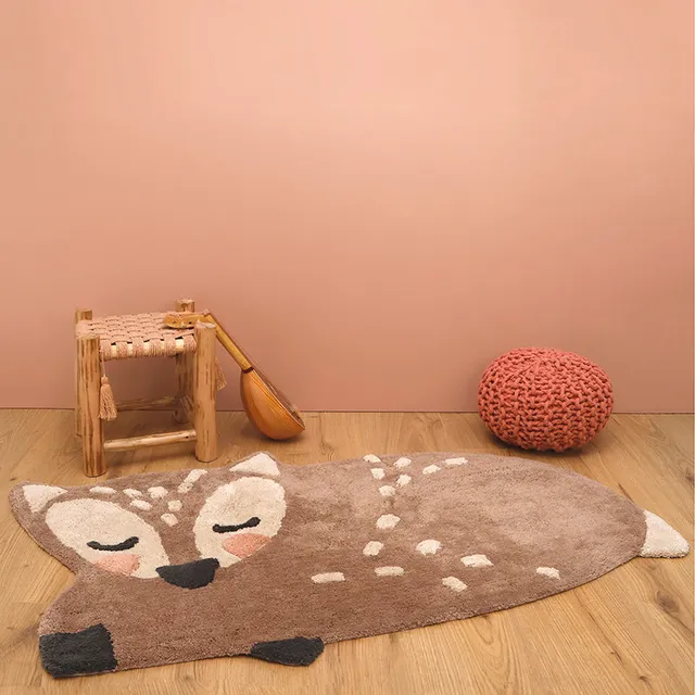 nattiot-little-deer-tapis-enfant-petit-faon-coton-lavable-machine image 1