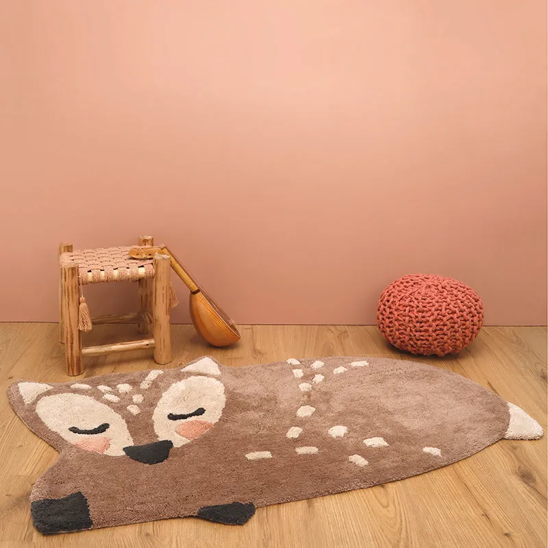 nattiot-little-deer-tapis-enfant-petit-faon-coton-lavable-machine image 1