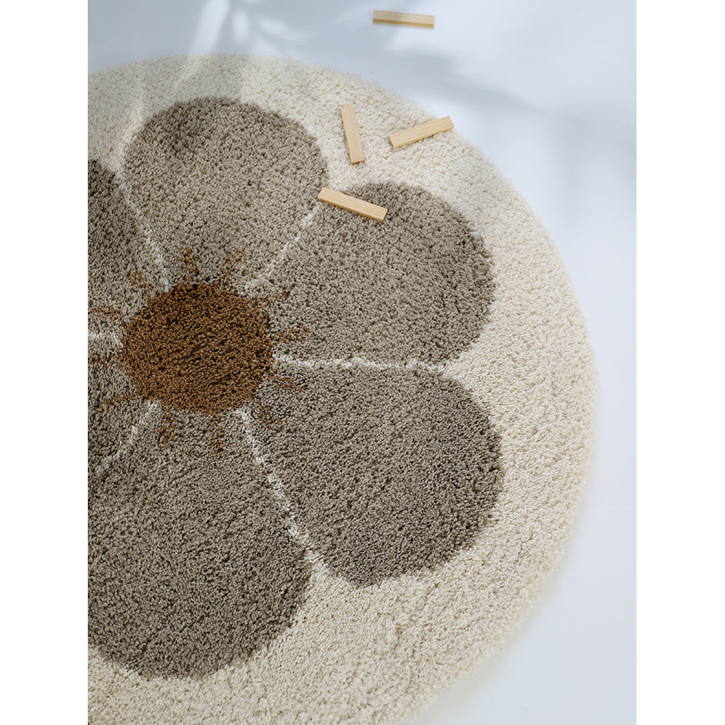 nattiot-bohemian-daisy-taupe-tapis-chambre-enfant-rond-velours image 2