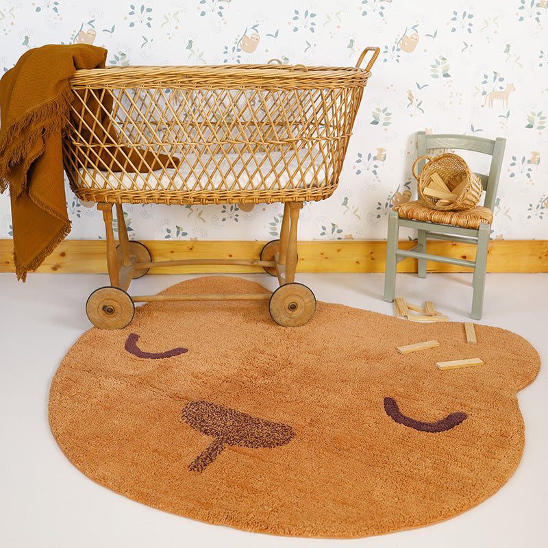 nattiot-sandel-ourson-tapis-chambre-b-b-coton-lavable-caramel image 2