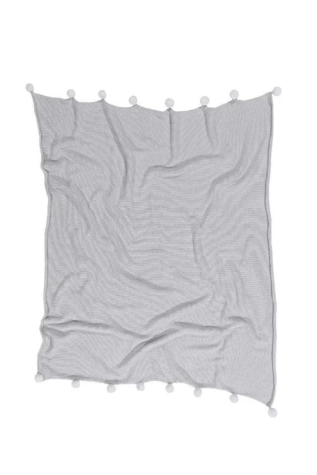 lorena-canals-plaid-bubbly-light-grey-coton-pompons image 1