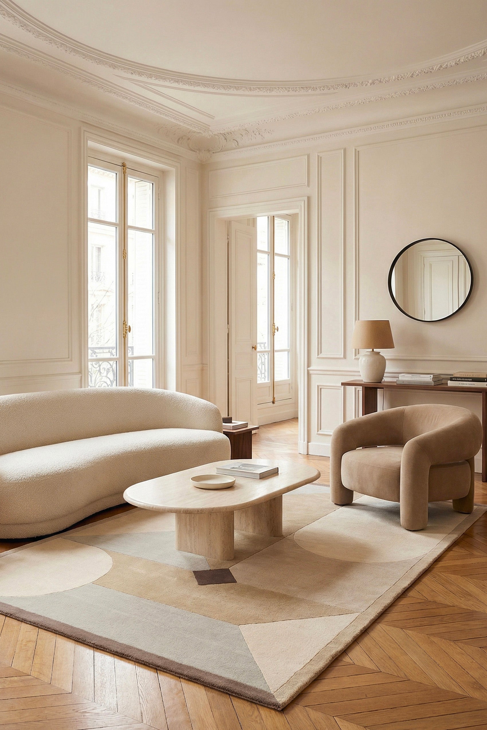 toulemonde-bochart-piazza-tapis-beige-en-laine-tuft-e-main-florence-bourel image 2