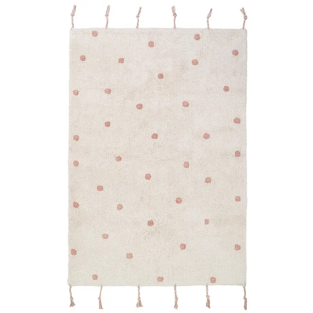 nattiot-n-mi-rose-nude-tapis-chambre-enfant-coton-lavable-pois image 1