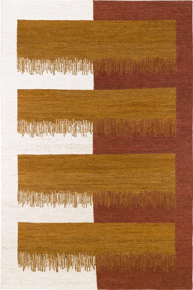 toulemonde-bochart-cala-tapis-ocre-en-jute-nou-main-soumak image 1