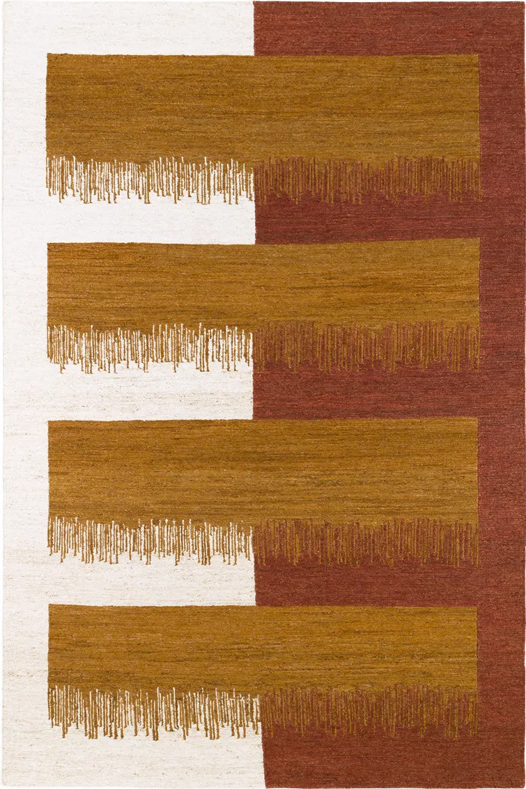 toulemonde-bochart-cala-tapis-ocre-en-jute-nou-main-soumak image 1